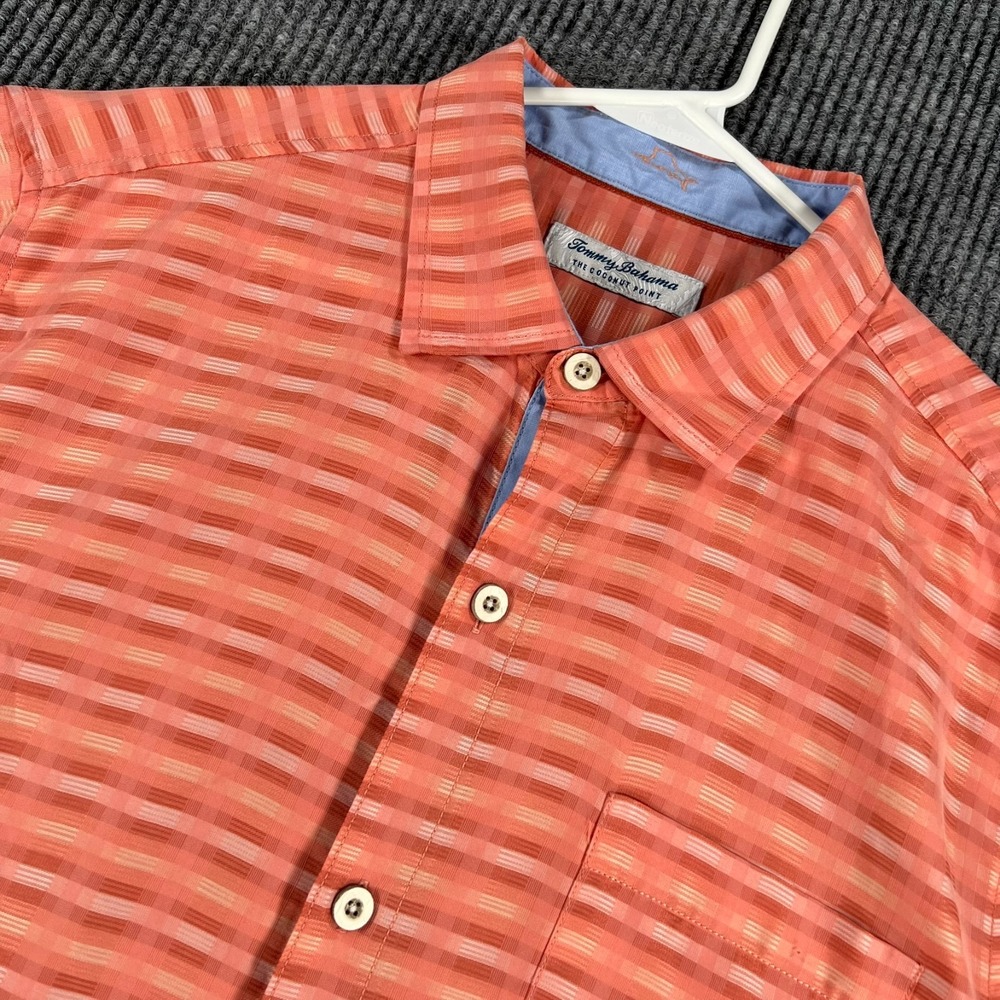 Tommy Bahama Island Zone Shirt Mens Large Orange Striped Short Sleeve Button Up